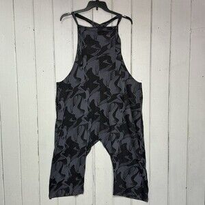 Lakhays Size Medium/Large Gray Camo Swirl Cotton Wide Leg Overall Jumpsuit NWT